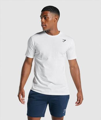 T Shirts Gymshark Crest Hombre Blancas | CO 3273CTV